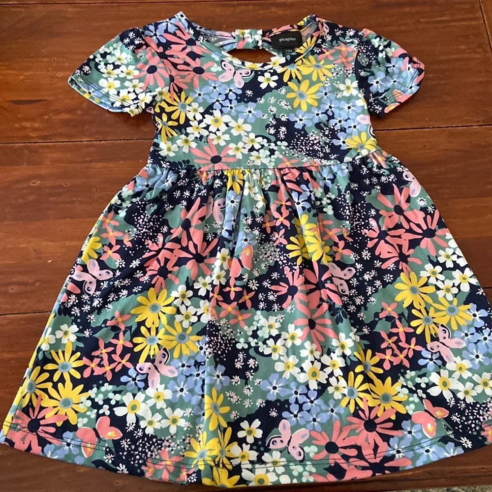 new Picapino Flower Short Sleeve dress 24months